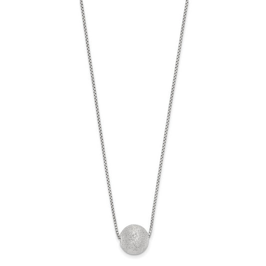 Sterling Silver Ss Radiant Essence Rh-Plated Polish/Text W/2In Ext. Necklace