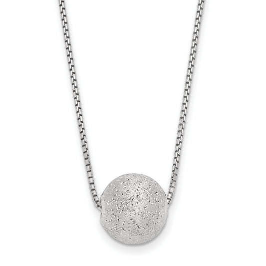 Sterling Silver Ss Radiant Essence Rh-Plated Polish/Text W/2In Ext. Necklace