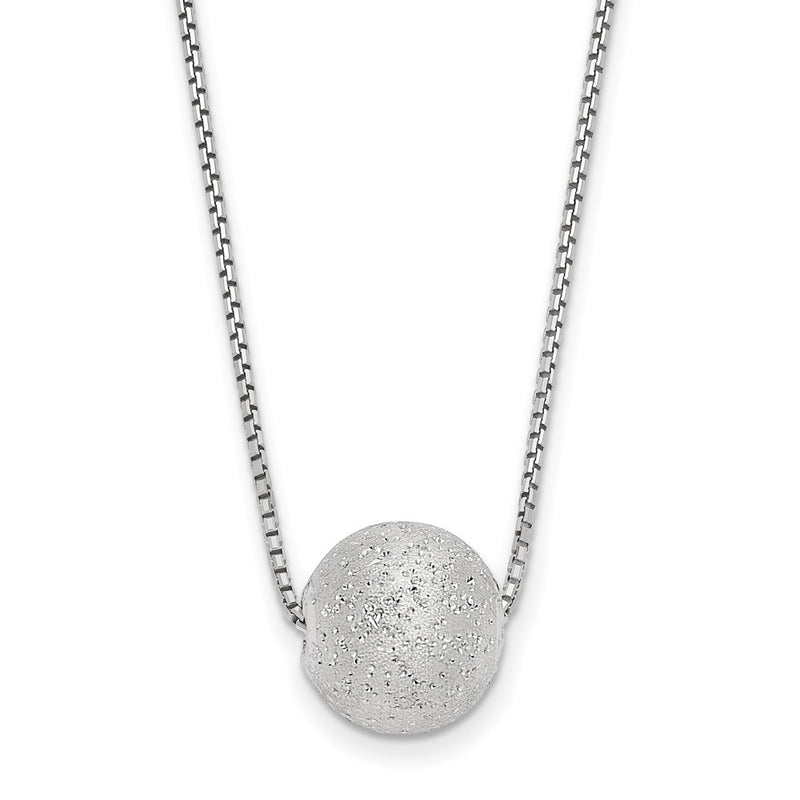 Sterling Silver Ss Radiant Essence Rh-Plated Polish/Text W/2In Ext. Necklace