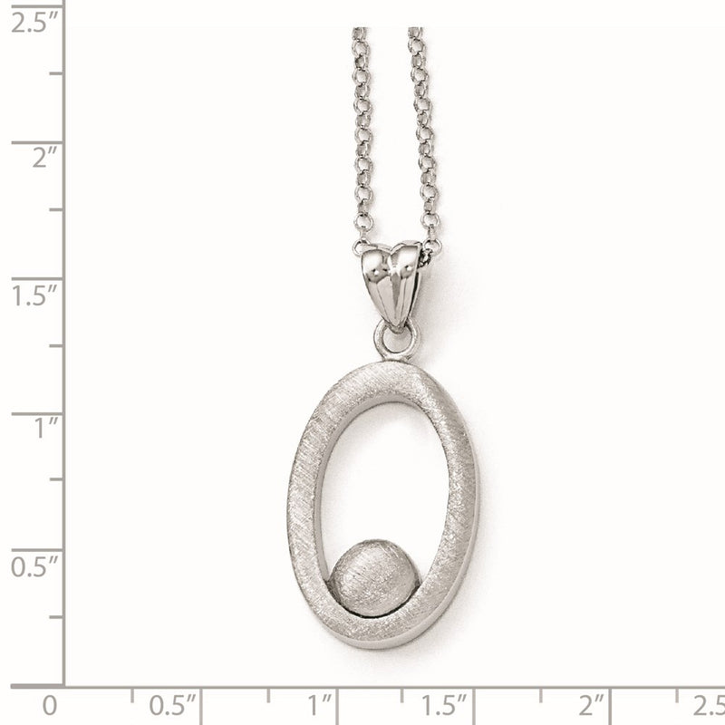 Sterling Silver Polished & Scratch Finish Necklace W/1.5In Ext