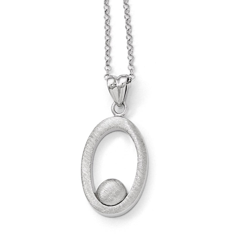 Sterling Silver Polished & Scratch Finish Necklace W/1.5In Ext