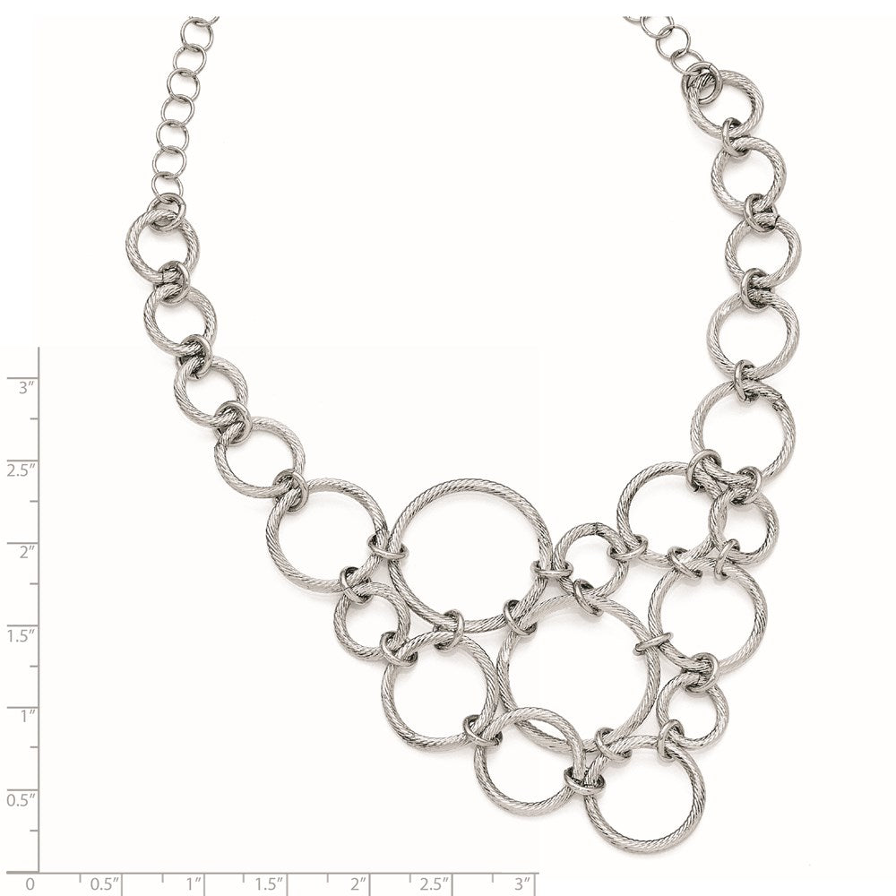 Sterling Silver Polished & Diamond-Cut Fancy Link Necklace