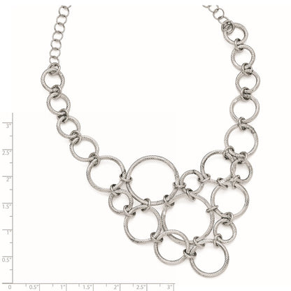 Sterling Silver Polished & Diamond-Cut Fancy Link Necklace