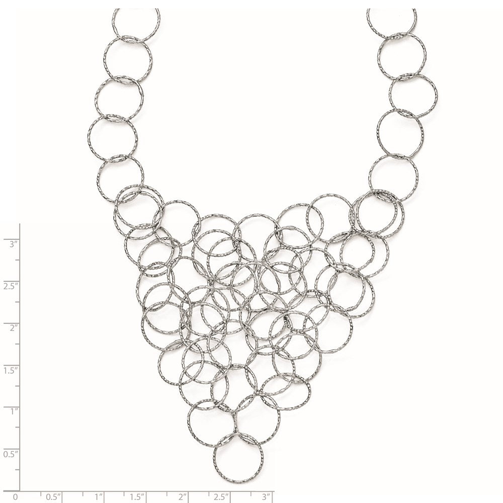 Sterling Silver Polished And Textured Fancy Link Necklace