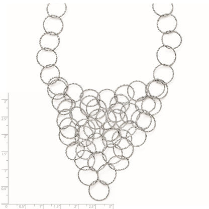 Sterling Silver Polished And Textured Fancy Link Necklace