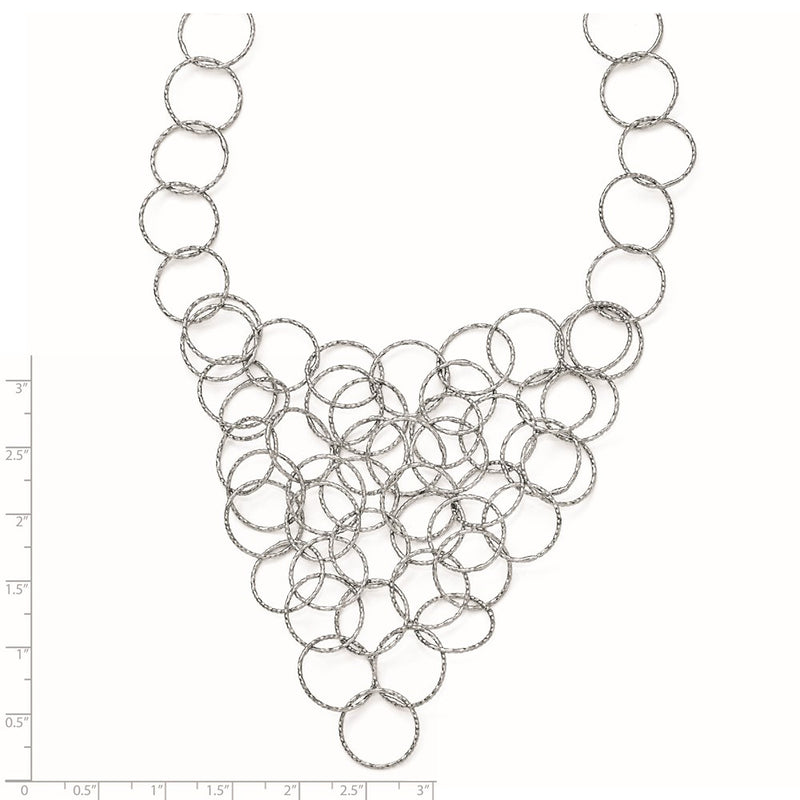 Sterling Silver Polished And Textured Fancy Link Necklace