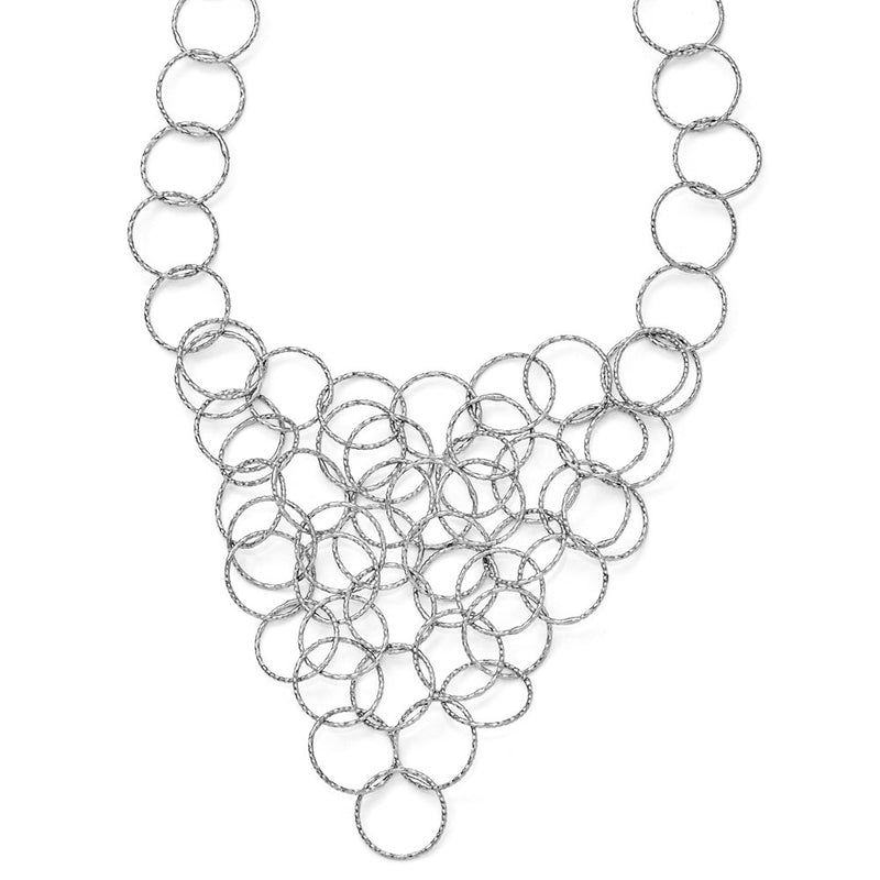 Sterling Silver Polished And Textured Fancy Link Necklace