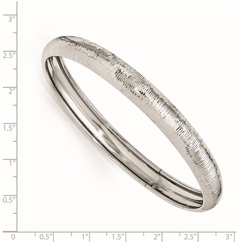 Sterling Silver Ss Radiant Essence Rhodium-Plated D/C Slip On Bangle