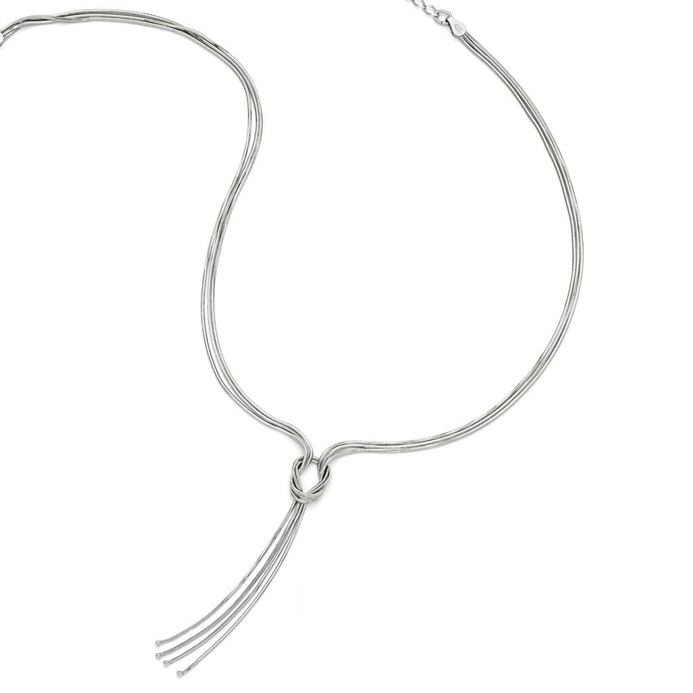 Sterling Silver Rh-Plat Polish Fancy Knot W/2In Ext. Necklace