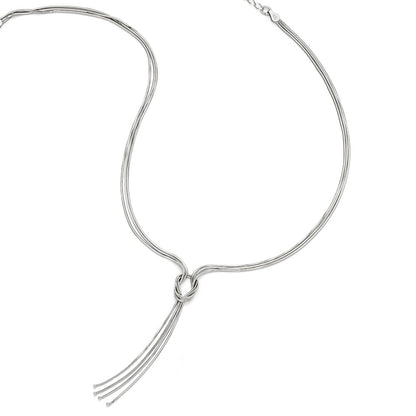 Sterling Silver Rh-Plat Polish Fancy Knot W/2In Ext. Necklace
