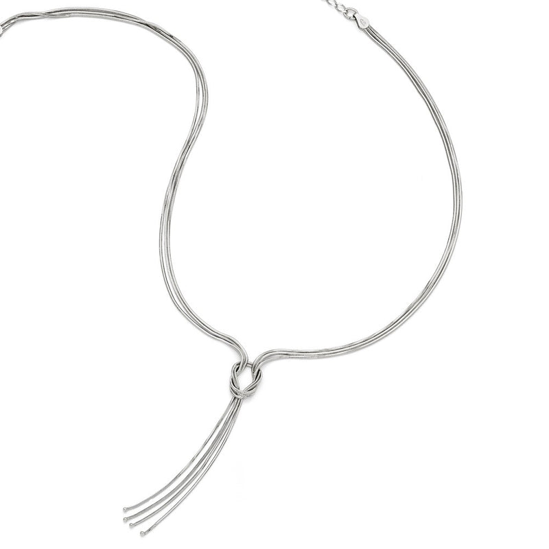Sterling Silver Rh-Plat Polish Fancy Knot W/2In Ext. Necklace