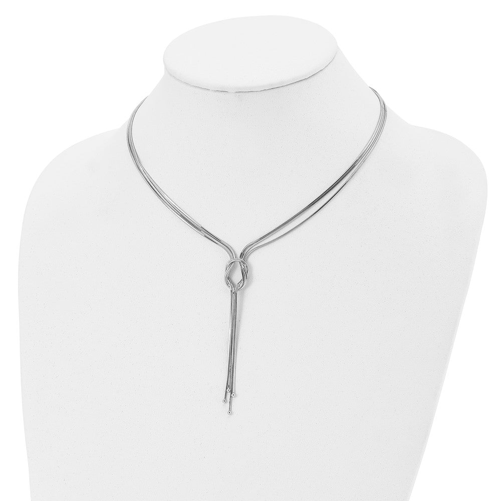 Sterling Silver Rh-Plat Polish Fancy Knot W/2In Ext. Necklace