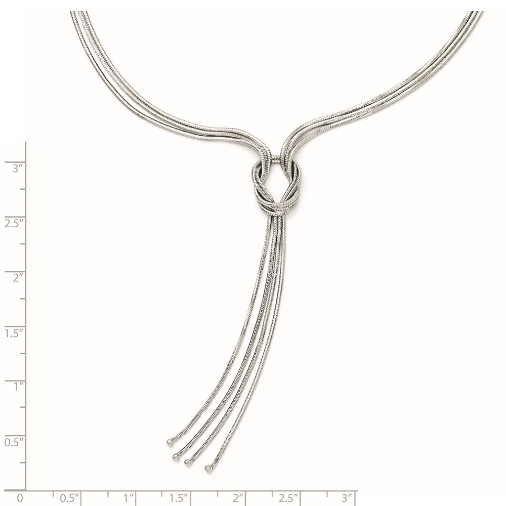 Sterling Silver Rh-Plat Polish Fancy Knot W/2In Ext. Necklace