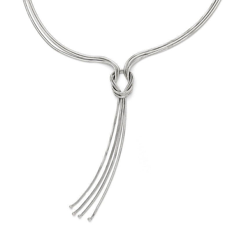 Sterling Silver Rh-Plat Polish Fancy Knot W/2In Ext. Necklace