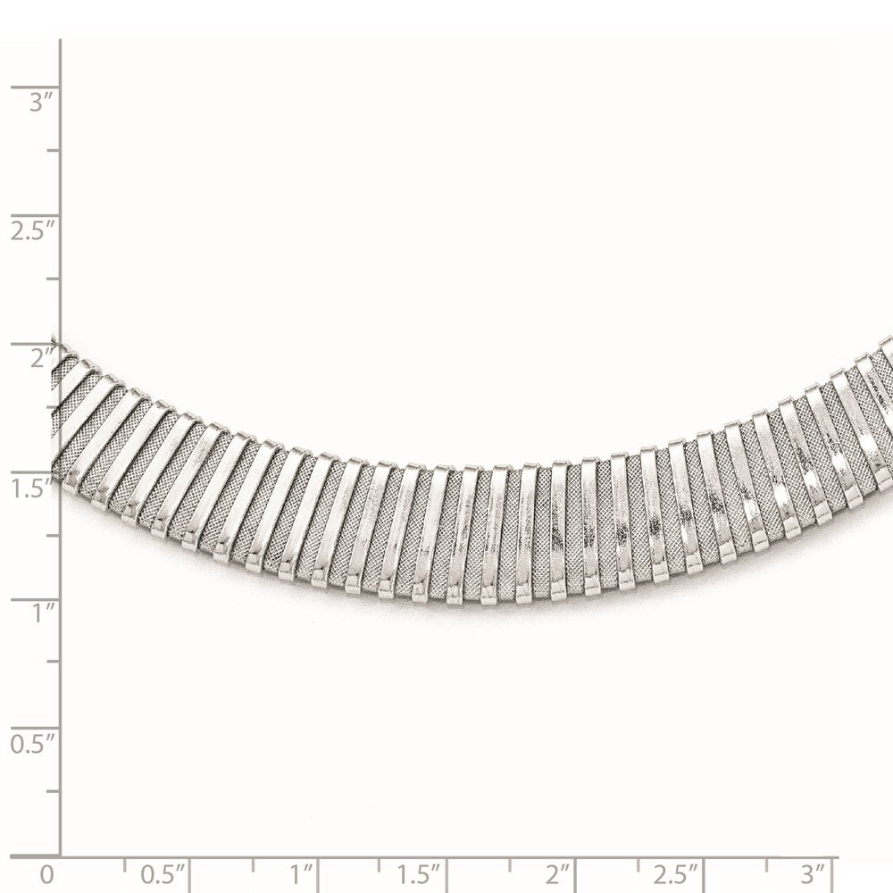 Sterling Silver Polished And Textured Necklace