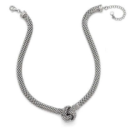 Sterling Silver Ruthenium-Plated Necklace W/2In Ext