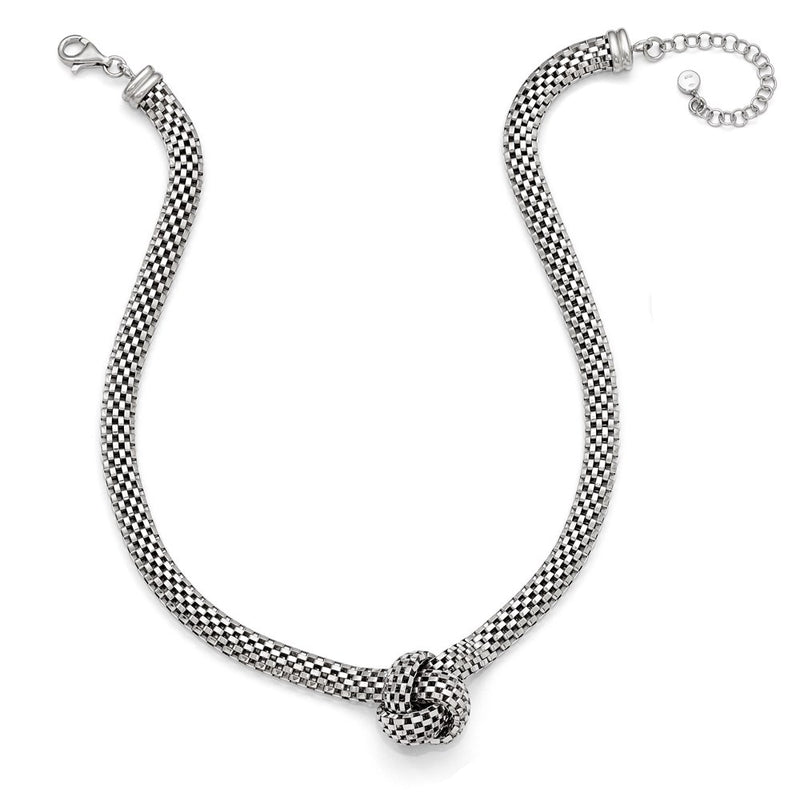 Sterling Silver Ruthenium-Plated Necklace W/2In Ext