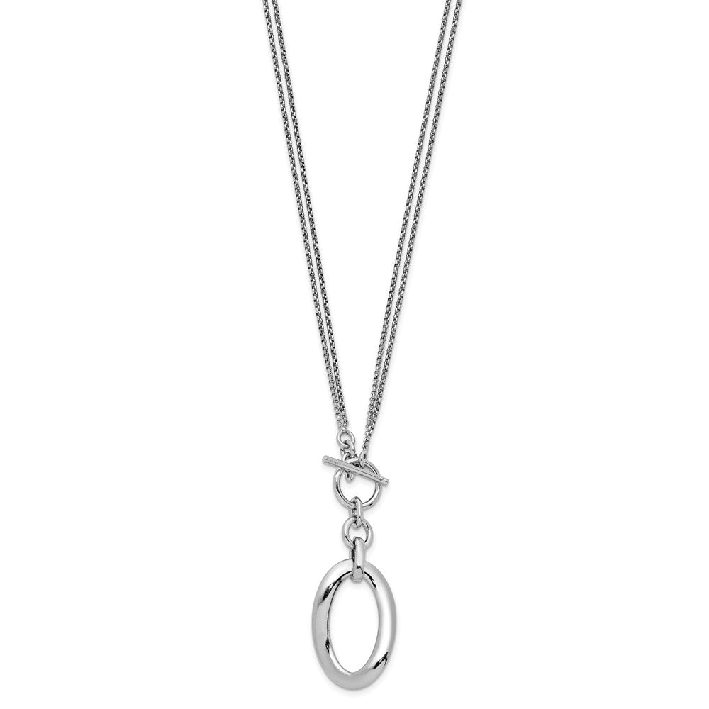 Sterling Silver Rh-Plat Polished Fancy 2-Strand Necklace