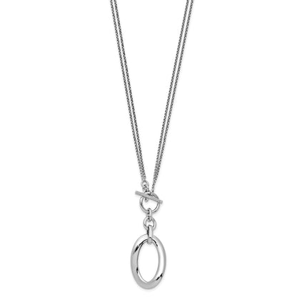 Sterling Silver Rh-Plat Polished Fancy 2-Strand Necklace