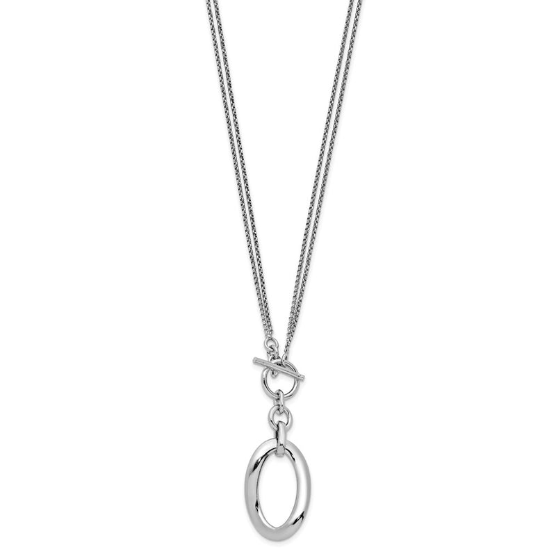 Sterling Silver Rh-Plat Polished Fancy 2-Strand Necklace