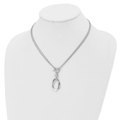 Sterling Silver Rh-Plat Polished Fancy 2-Strand Necklace