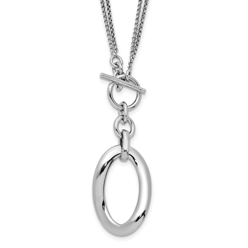 Sterling Silver Rh-Plat Polished Fancy 2-Strand Necklace