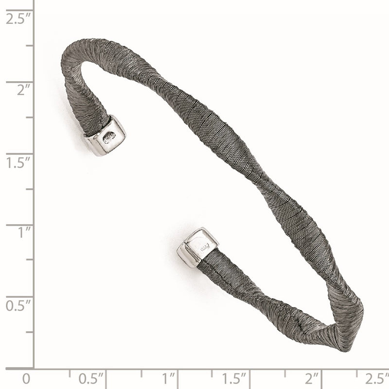 Sterling Silver Black Rhodium-Plated Textured Twisted Bracelet