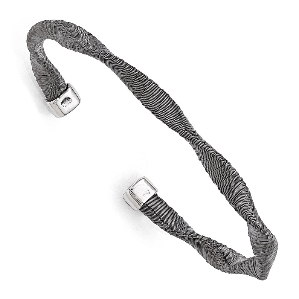 Sterling Silver Black Rhodium-Plated Textured Twisted Bracelet