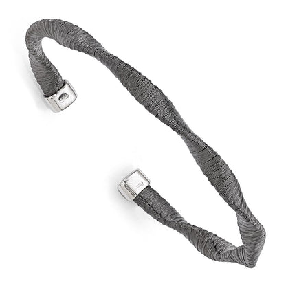Sterling Silver Black Rhodium-Plated Textured Twisted Bracelet