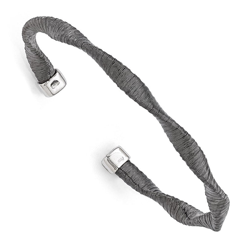 Sterling Silver Black Rhodium-Plated Textured Twisted Bracelet