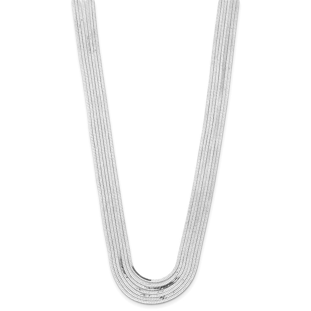 Sterling Silver Rh-Plat Polish Herringbone 7-Strand Necklace