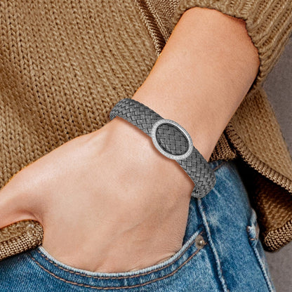 Sterling Silver Cz Black Woven Flexible Cuff