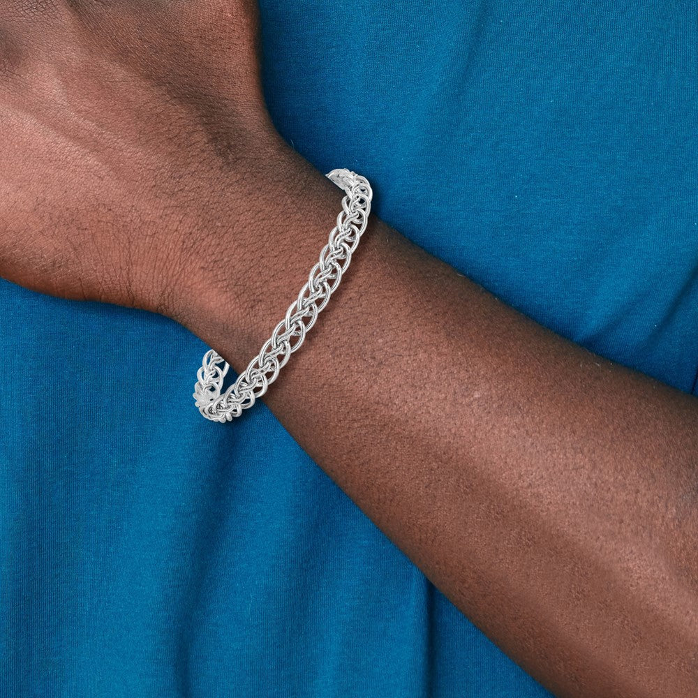 7.5 Inch Sterling Silver Rhodium-Plated Polished Link Bracelet