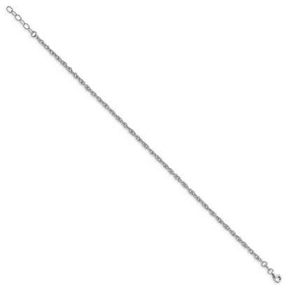 Sterling Silver Rhodium-Plated Fancy Chain Anklet