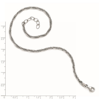 Sterling Silver Rhodium-Plated Fancy Chain Anklet