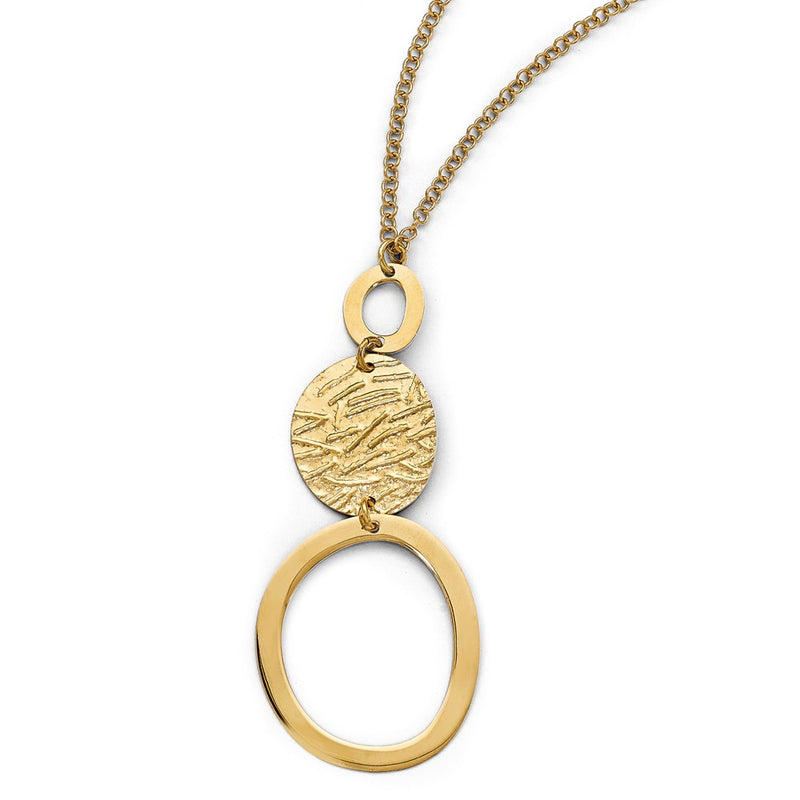 Ss/Gold Plated Sterling Silver Gold-Plated Textured W/2In Ext Necklace