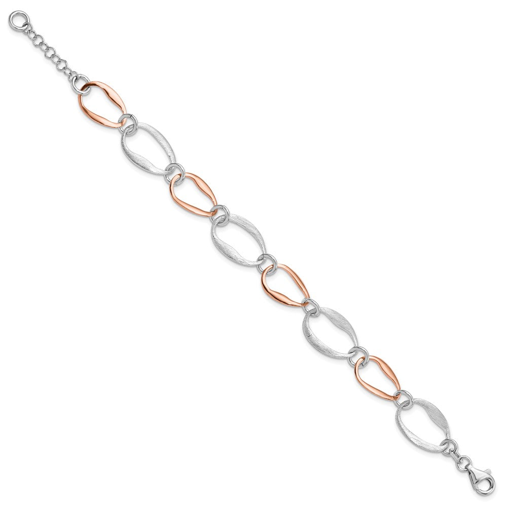 7 Inch Sterling Silver Rose-Plated W/1In Ext. Link Bracelet