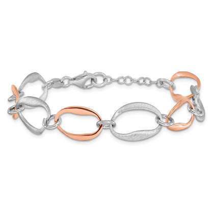 7 Inch Sterling Silver Rose-Plated W/1In Ext. Link Bracelet