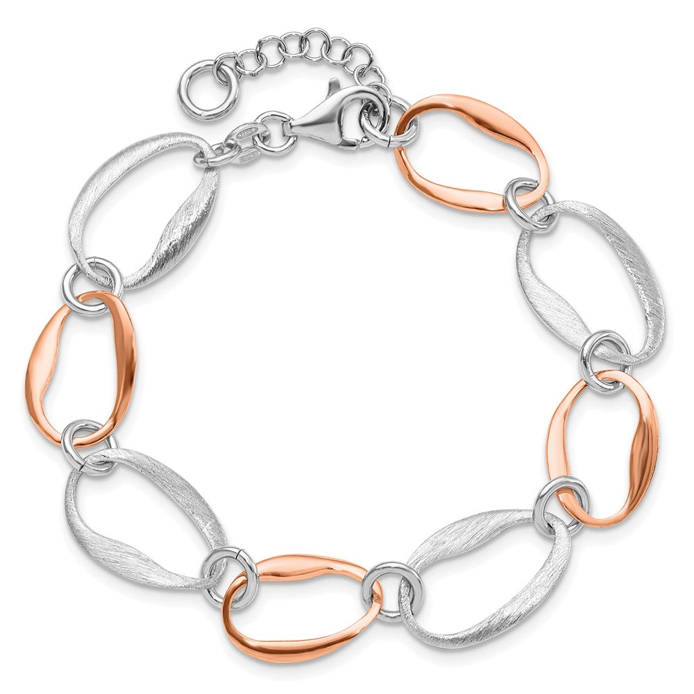 7 Inch Sterling Silver Rose-Plated W/1In Ext. Link Bracelet