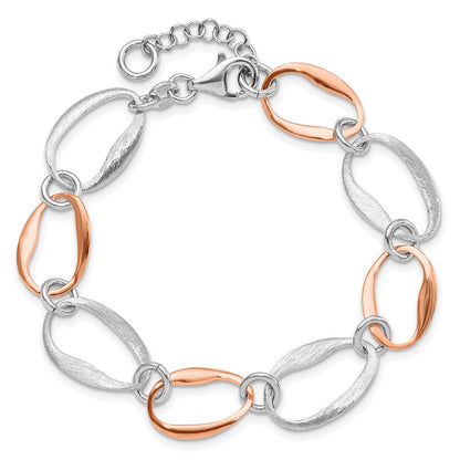 7 Inch Sterling Silver Rose-Plated W/1In Ext. Link Bracelet