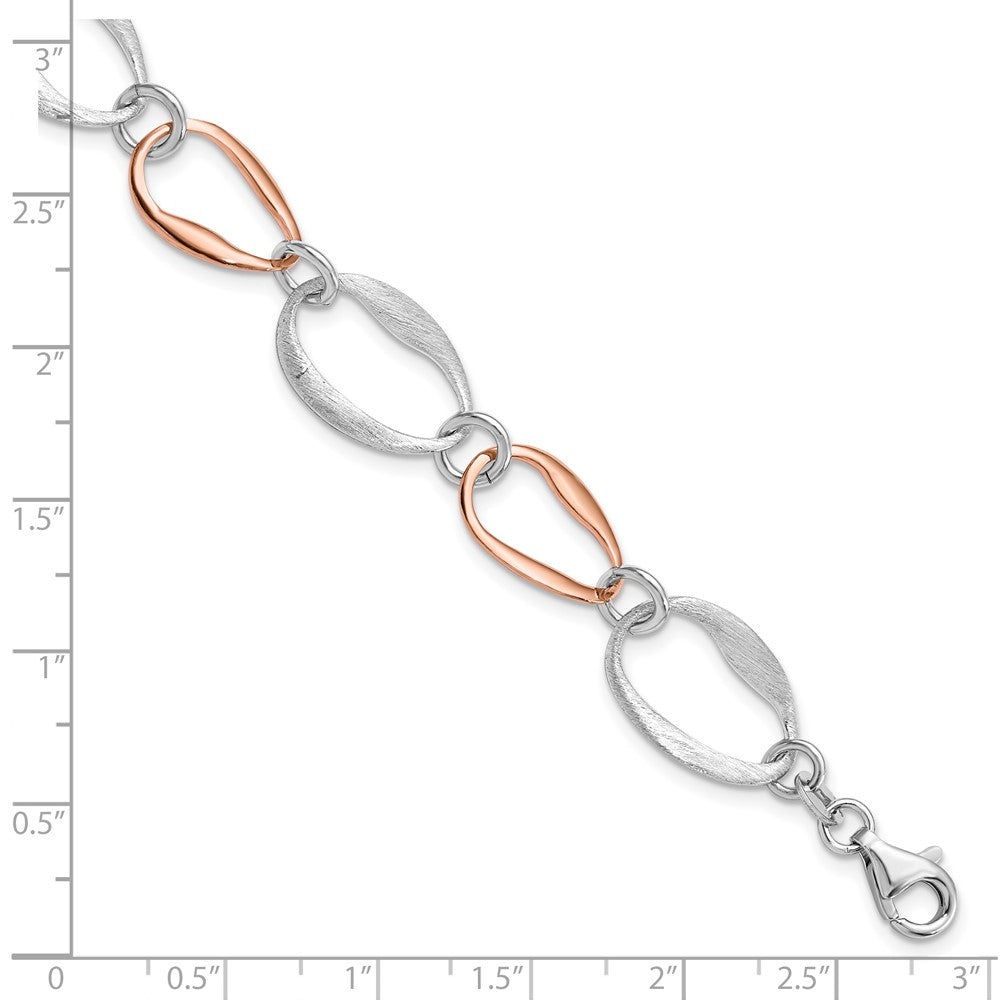7 Inch Sterling Silver Rose-Plated W/1In Ext. Link Bracelet
