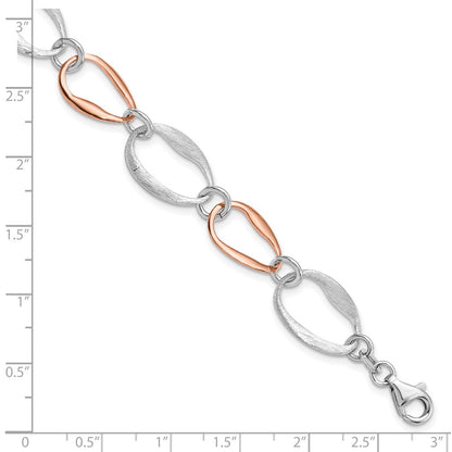 7 Inch Sterling Silver Rose-Plated W/1In Ext. Link Bracelet