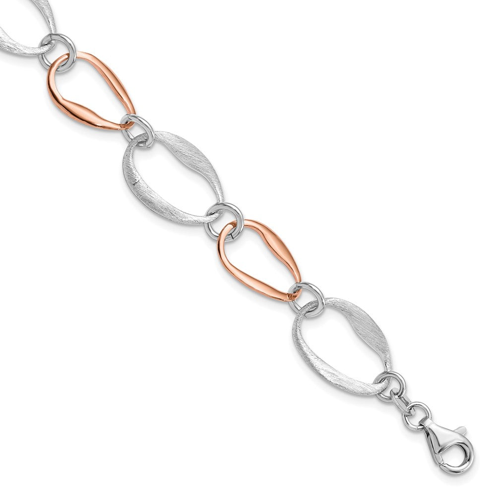 7 Inch Sterling Silver Rose-Plated W/1In Ext. Link Bracelet