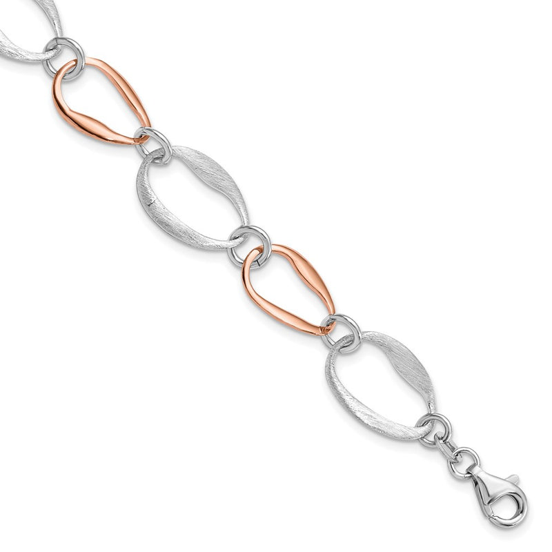 7 Inch Sterling Silver Rose-Plated W/1In Ext. Link Bracelet