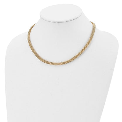 Sterling Silver Gold-Tone Polished Mesh Necklace