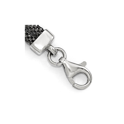 6.5 Inch Sterling Silver Blk-Plated Crystal Bracelet W/1In Ext.
