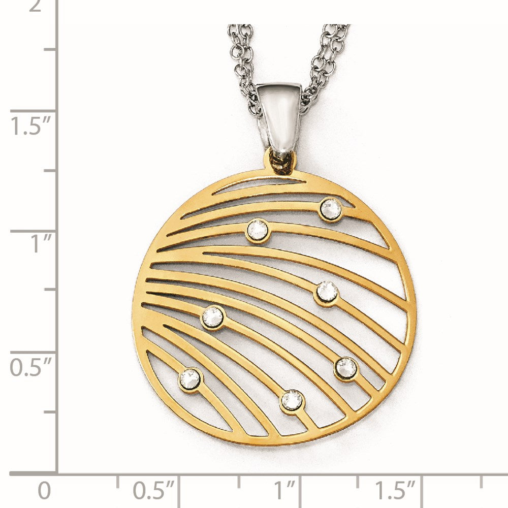 Sterling Silver Gold-Tone Cz W/2In Ext. Necklace