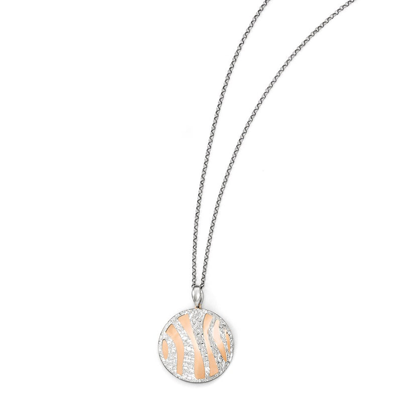 Sterling Silver Rose-Tone D/C W/2In Ext. Necklace
