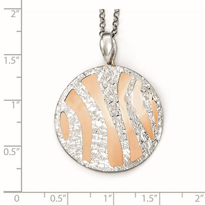 Sterling Silver Rose-Tone D/C W/2In Ext. Necklace