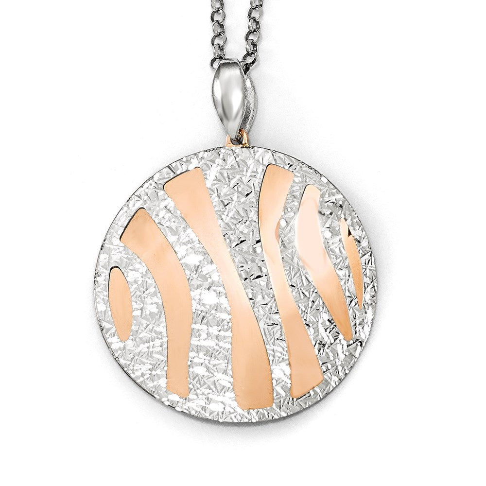 Sterling Silver Rose-Tone D/C W/2In Ext. Necklace